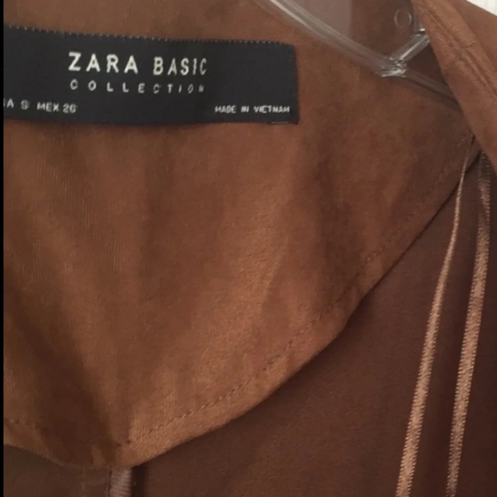 ZARA WATERFALL JACKET FAUX SUEDE CAMEL COLOR